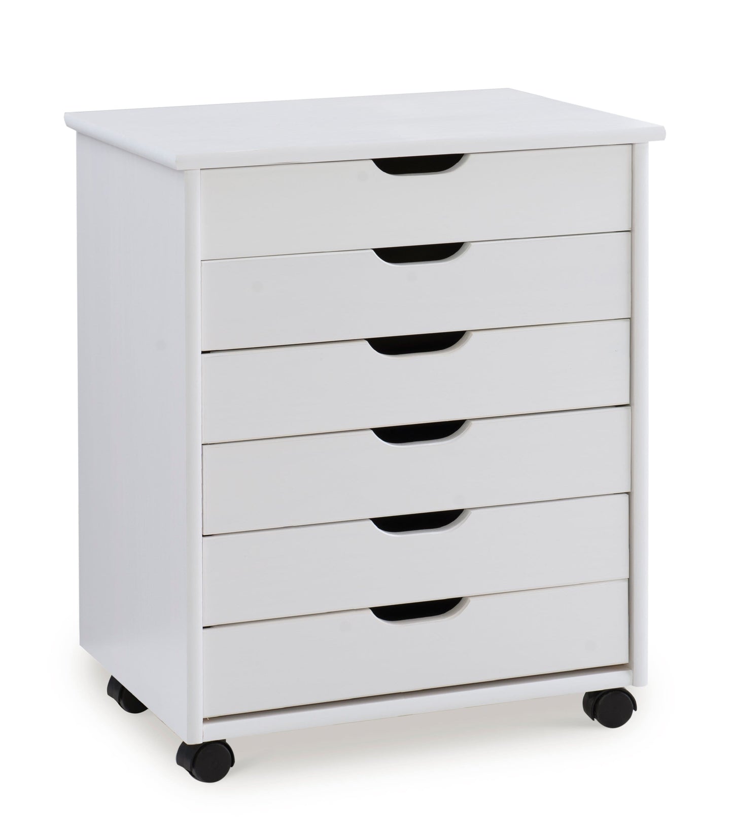 Linon Home Décor - Monte Wide Six-Drawer Rolling Storage Cart - Whitewash
