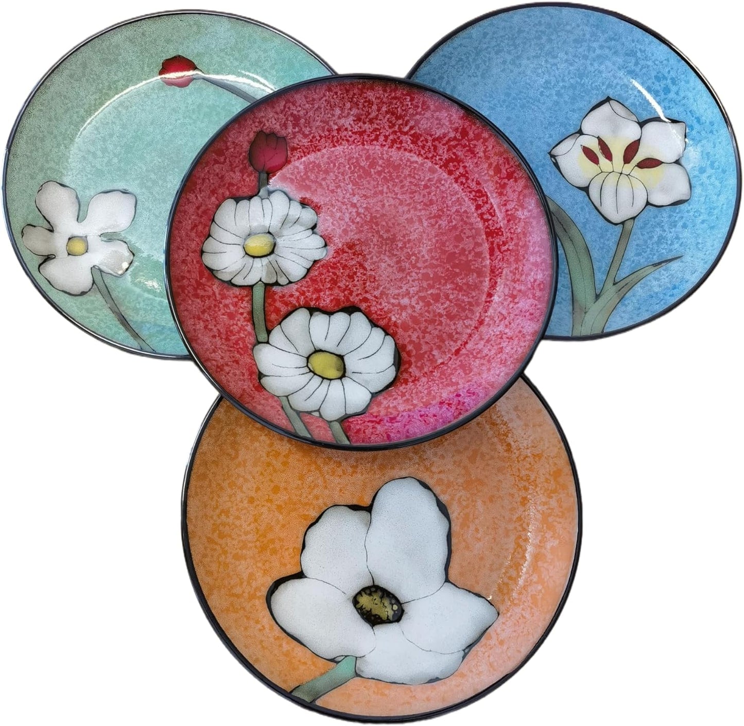 Ceramic Plates For Kitchen, 8 in - Plates Set of 4 - For Salad,Steak,Dessert,Bread, Pasta,Appetizer, Serving etc - Dishwasher, Microwave, and Oven Safe - For Breakfast, Lunch and Dinner (8 Inch)