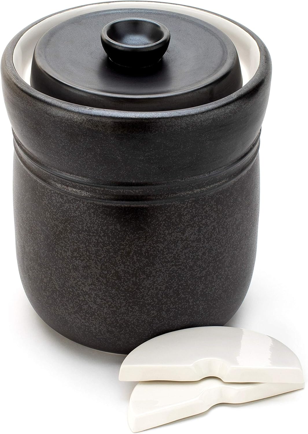 TOMO Fermentation Crock with Weights - Ceramic Sauerkraut Pickling Crock - Stoneware Kombucha Brewing (7L)