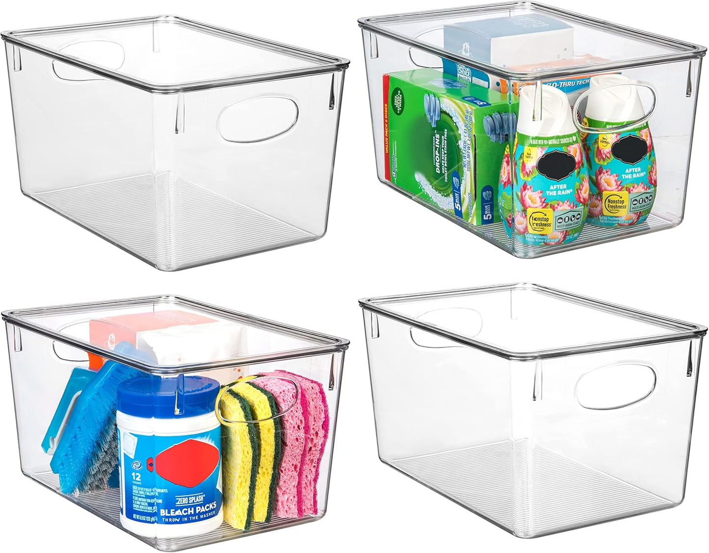 ClearSpace Plastic Storage Bins With lids, 4 Pack \u2013 Perfect Pantry Organization and Storage \u2013 Fridge Organizer, Pantry Storage Containers and Storage Bins, Cabinet Organizers
