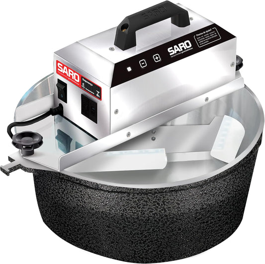 SARO Electric Stand Mixer, 10L Stainless Steel Cooking Pot, Black Cracked Finish, Digital Controls, 30 Speed Settings, Automatic Stirrer, 35x30x25cm