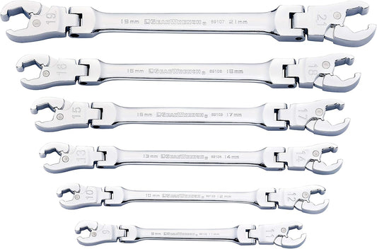 GEARWRENCH Ratcheting Flex Head Flare Nut Metric Wrench Set 6 Pc. - 89101D