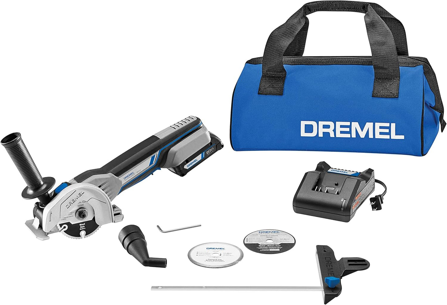 Dremel US20V-01 Compact Circular Saw Tool Kit with (1) 20V Battery, (3) Cutting Wheels & Storage Bag - 15,000 RPM - Ideal for Flush Cutting, Plunge Cutting and Surface Preparation