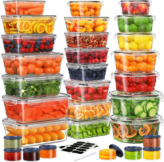 KITHELP 60-Piece Large Food Storage Containers Set - Leakproof, BPA-Free Plastic with Lids Airtight for Kitchen Storage and Organization Reusable with Labels Pen- Microwave Dishwasher Freezer Safe