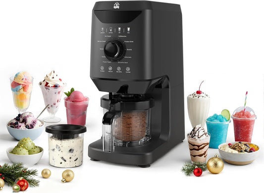 12-in-1 Ice Cream Maker Machine – 11 Preset Programs & Self-Cleaning Frozen Yogurt Maker for Gelato, Slushies, Milkshakes, Sorbet & Mix-ins, Comes with 2 Pint Containers for Home & Office