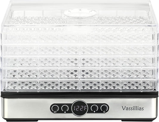 Food Dehydrator Dryer - Dehydrator for Healthy Food, Meat, Jerky, Fruit, Vegetable, Mushroom and Herb, 400W, 158°F, Mini Dryer with 5 BPA-Free Drying Racks and Slide Out Tray, White, Model 904