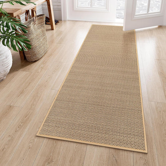 Lahome Farmhouse Carpet Runners for Hallway 6ft, 2x6 Washable Runner Rug Non Slip for Entryway Indoor, Neutral Non Shedding Kitchen Mats for Floor Entry Bathroom, Beige