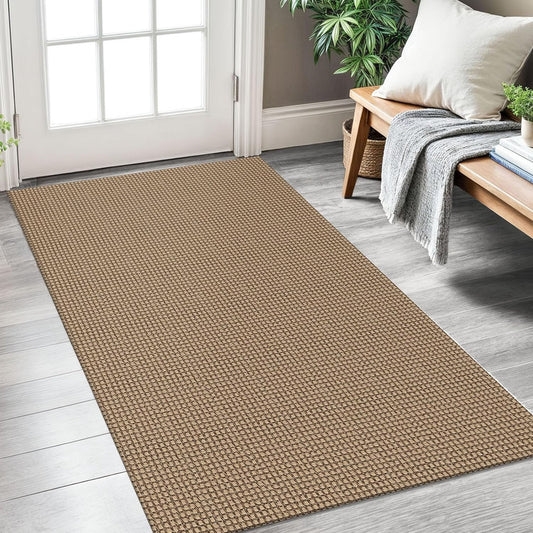 KOZYFLY Boho Rugs for Entryway 3x5 ft Washable Area Rug Non Slip Rubber Backed Entry Rug Woven Indoor Door Mat Cotton Kitchen Rugs Floor Carpet for Entryway, Foyer, Backdoor, Tan\/Orange\/Brown