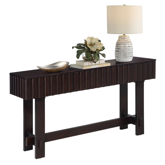 Aukfa 52" Console Table with Storage Drawers, Fluted Sofa Table for Living Room/Hallway Entryway Foyer, Espresso