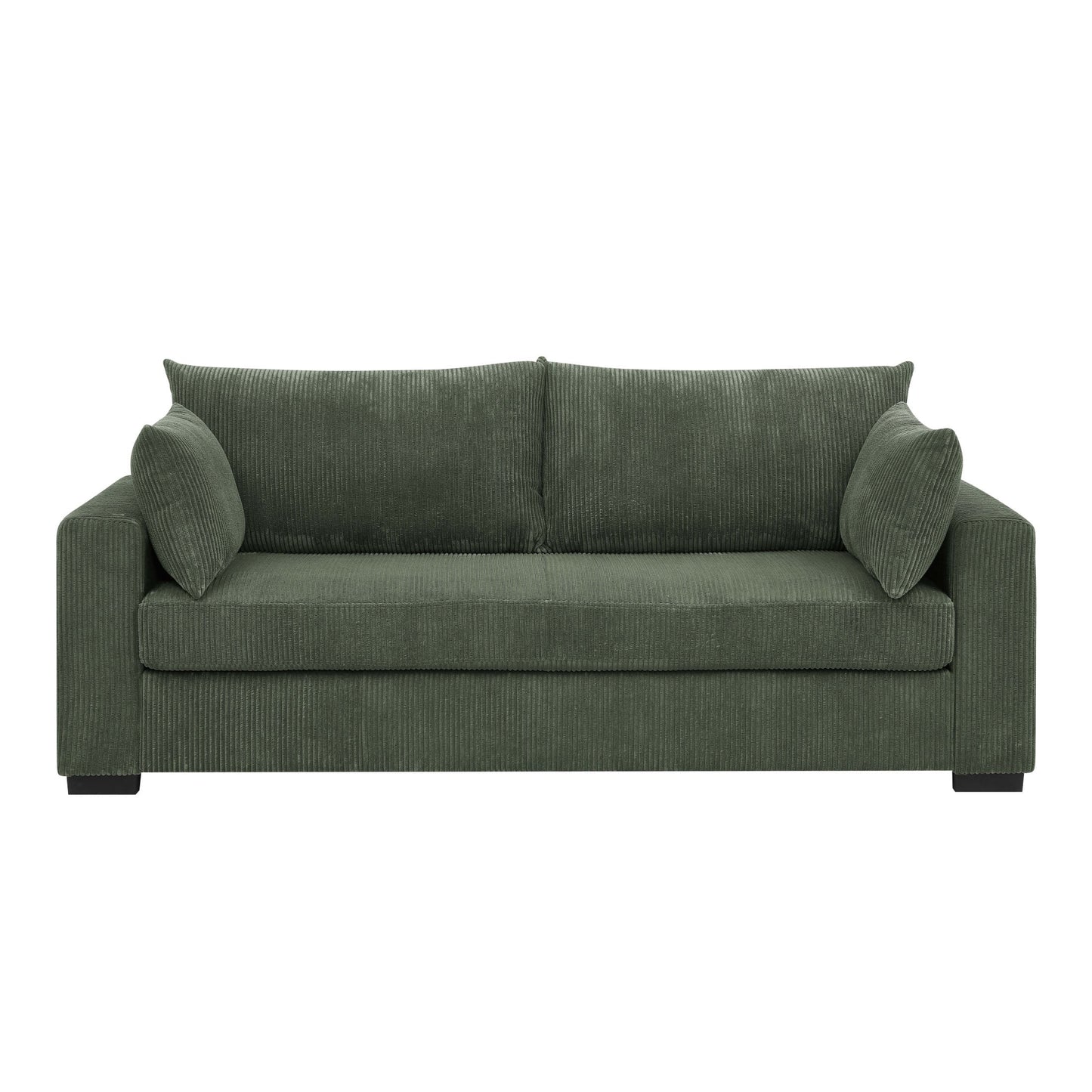 Aukfa 89" Corduroy Sofa, Comfy 3 Seater Couch for Living Room, Small Space, Apartment, Green