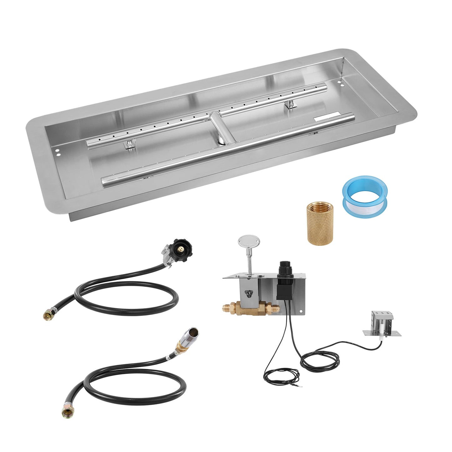 BENTISM 36x12 inch Drop-in Fire Pit Pan Fire Pit H-shape Burner Kit 150,000 BTU