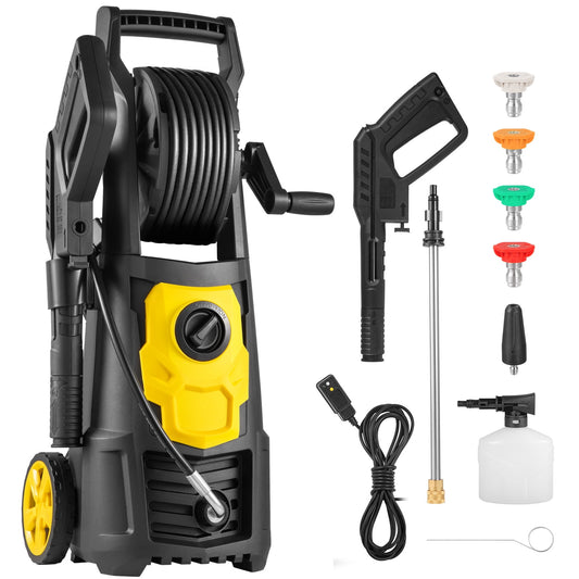 BENTISM Electric Pressure Washer, 2000 PSI, Max. 1.76 GPM Power Washer w/ 30 ft Hose & Reel, 5 Quick Connect Nozzles, Foam Cannon, Portable to Clean Patios, Cars, Fences, Driveways, ETL Listed