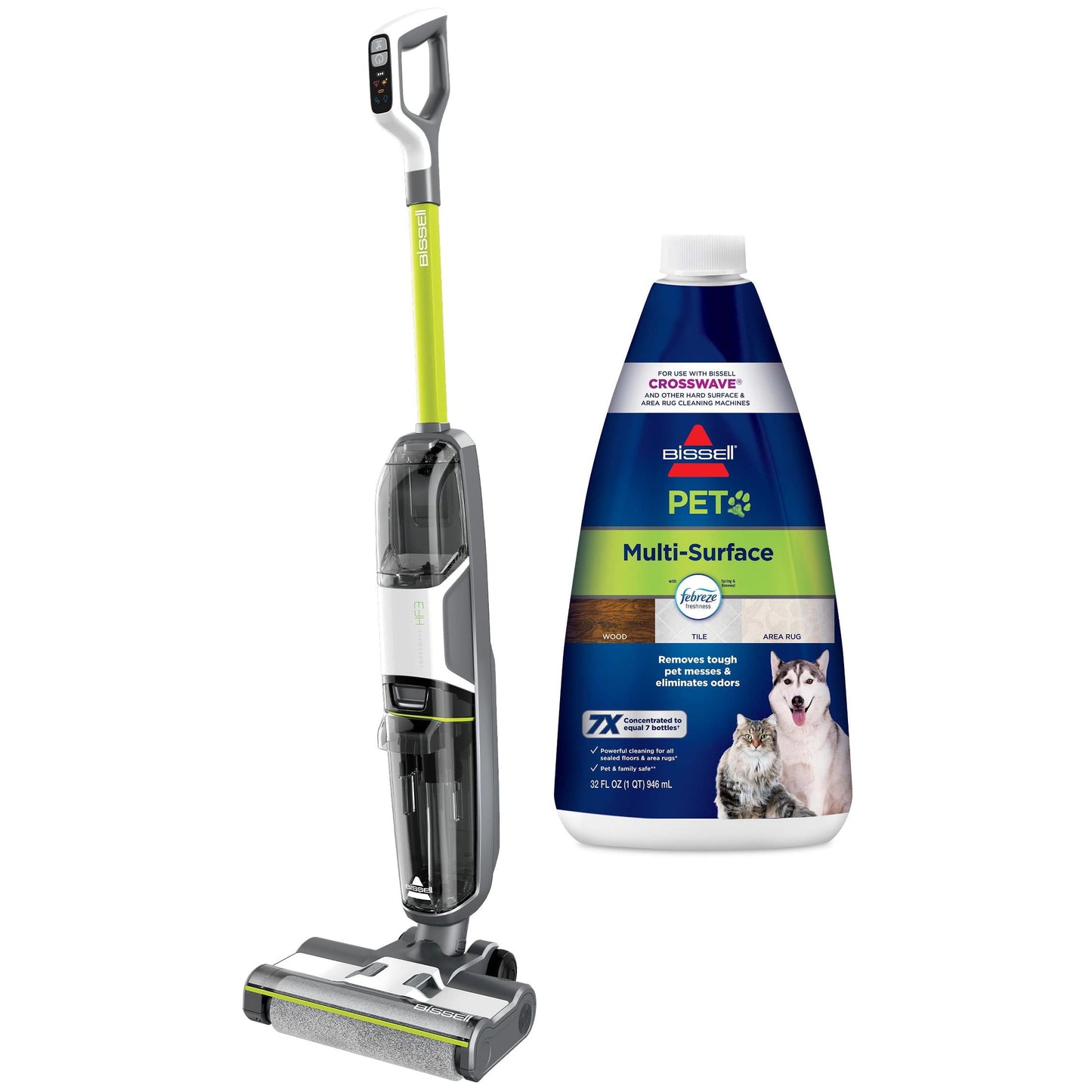 BISSELL CrossWave HF3 Cordless Multi-Surface Wet-Dry Vacuum 3654 & BISSELL 2295 Pet Carpet Stain Remover, 32 Fluid Ounce