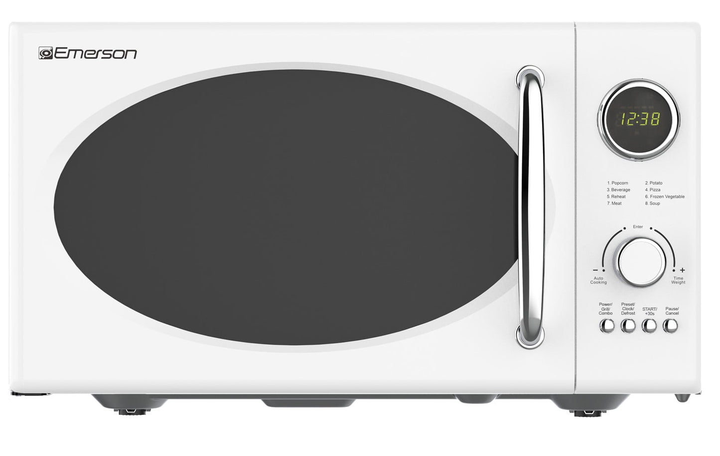 Emerson 0.9 Cu. Ft., 800W Retro White Microwave Oven with Grill, MWRG0901W
