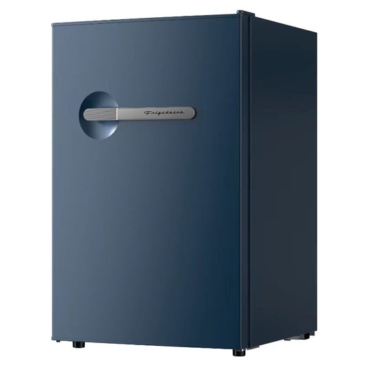 Frigidaire 4.5 cu. ft. retro compact fridge built-in side bottle opener W: 21.65" x L: 22.24" X H: 32.91" (Azure)
