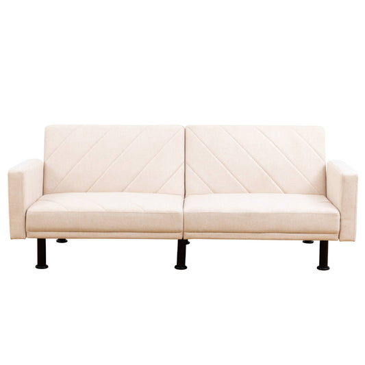 Futon Sofa Bed with Adjustable Backrest, 77” Convertible Sleeper Sofas Couches Modern Linen Loveseat for Living Room,&nbsp;Beige
