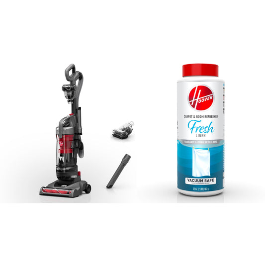 Hoover Bagless Upright Vacuum Cleaner, Rewind Pet & Hoover Fresh Carpet & Room Refresher Carpet Powder, 32oz
