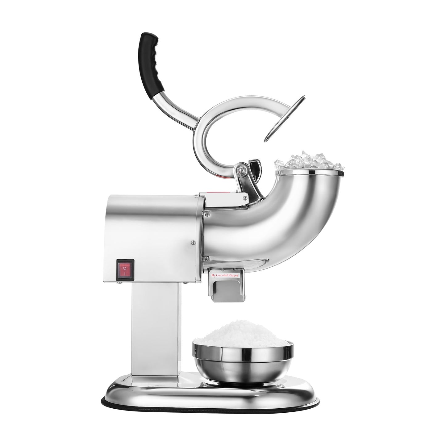 KFFKFF Electric Ice Crusher Machine, 440lbs/H Shaved Ice Maker with 4 Blades, Stainless Steel Design, 350W 1400RPM Snow Cone Machine for Home and Business Use, Includes Bowl and Cover, Silver