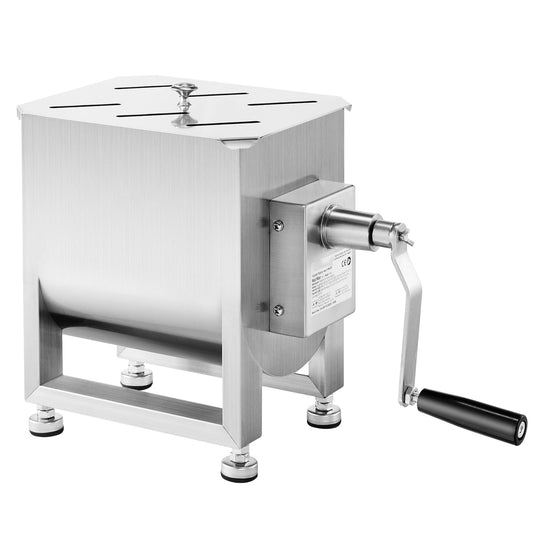 KFFKFF Hand-Operated Meat Blender, 15L Permanent Container Meat Preparation Tool (Can Blend up to 15LBS of Meat), Metallic Meat Blending Device, Sausage Blending Apparatus with Cover Handle Gear