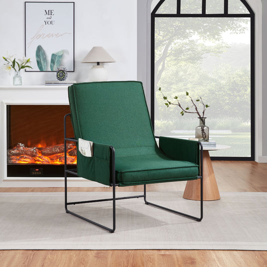 MAYEERTY Modern Accent Chair with Removable Cushion & Wood Armrests,Green