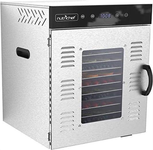 NutriChef Premium Food Dehydrator Machine - 1500 Watts 16 Shelf Stainless Steel Dehydrator with Digital Timer and Temperature Control, Touch-Control LED Display, Perfect Way to Preserve Foods and More