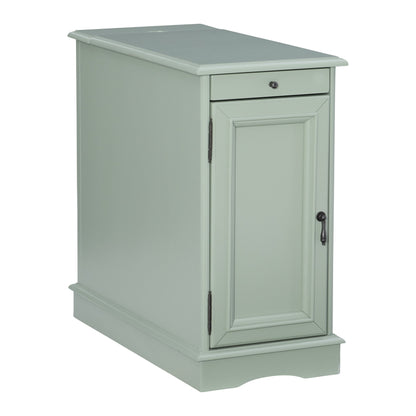 Linon Bartow Multi Function Storage Accent Table Charging Station in White Wood