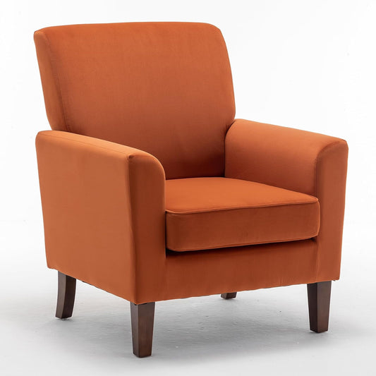 US Pride Furniture Contemporary Accent Arm Chair with Birch Wood Frame and Microfiber Upholstery Armchair for Office and Living Room Decor Removable Cushions Orange