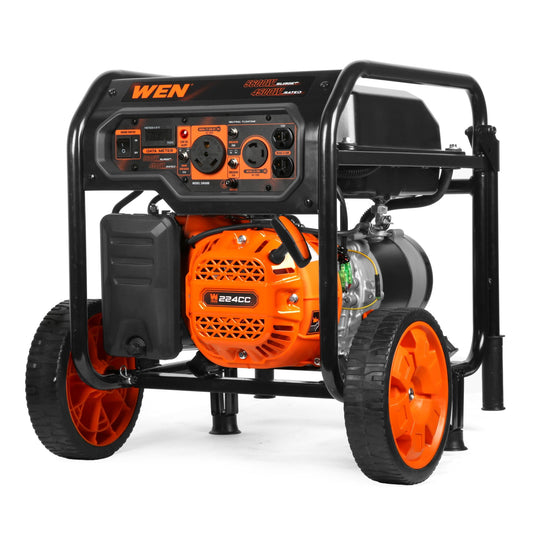 WEN 5,600-Watt Portable Generator with Wheel Kit, 224cc, Transfer-Switch, and RV-Ready (GN5600)