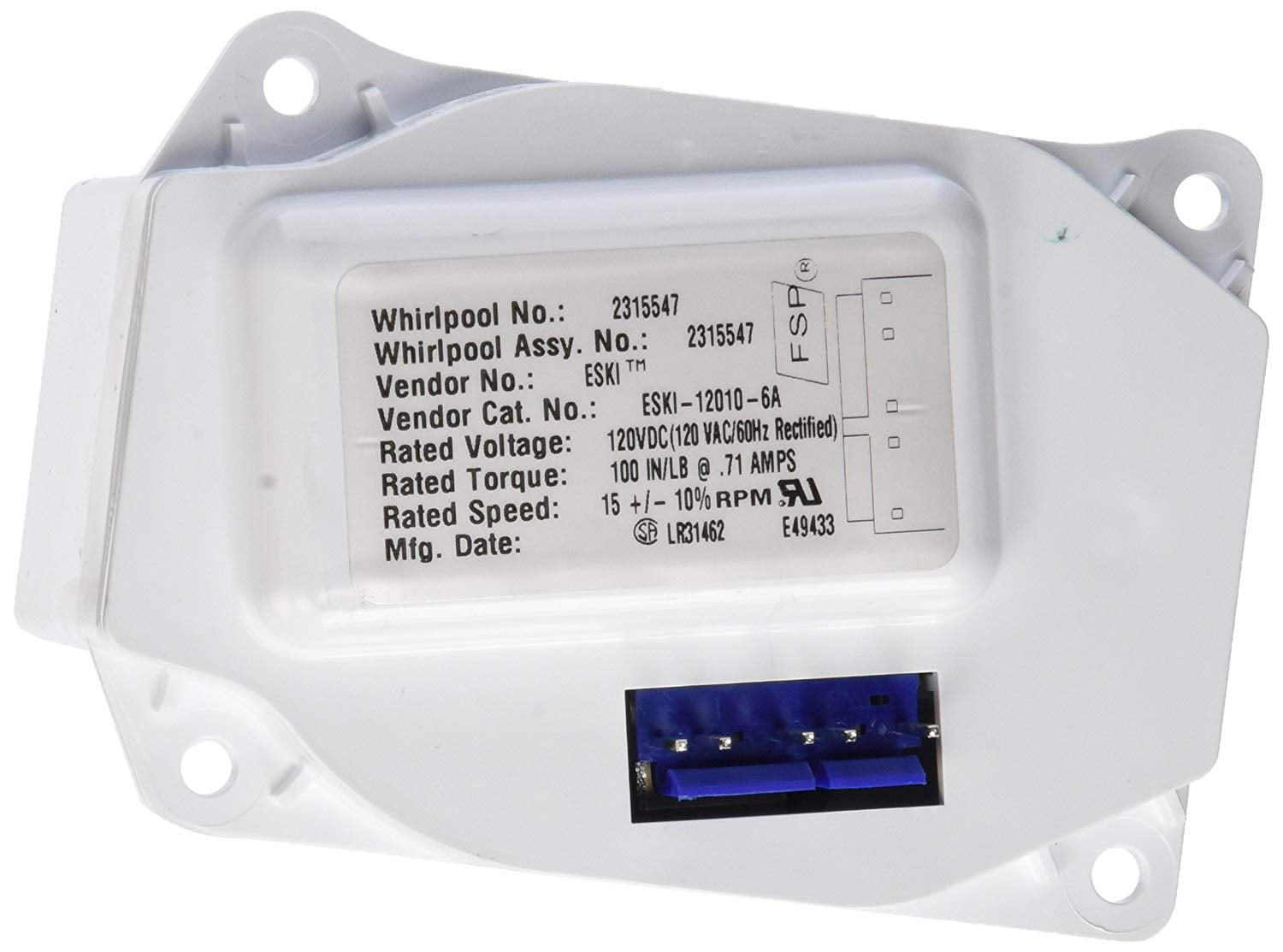 Whirlpool W10271509 Ice bucket motor