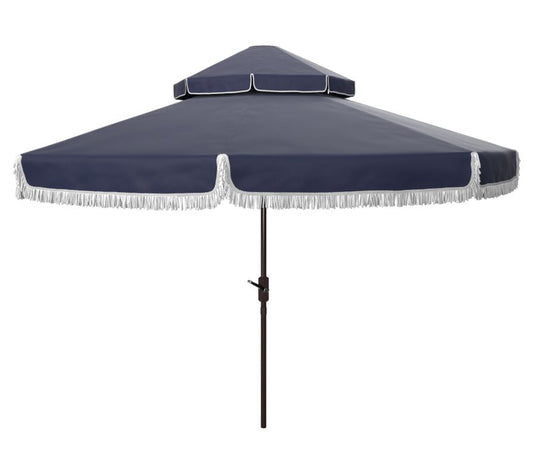 Safavieh Milan Fringe 9ft Double Top Crank Umbrella