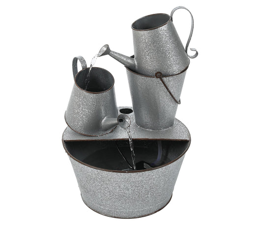 LuxenHome Farmhouse Rustic Metal Pitcher Outdoor Fountain