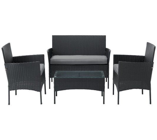 Lavish Home 4-Piece Patio Outdoor Rattan Furniture