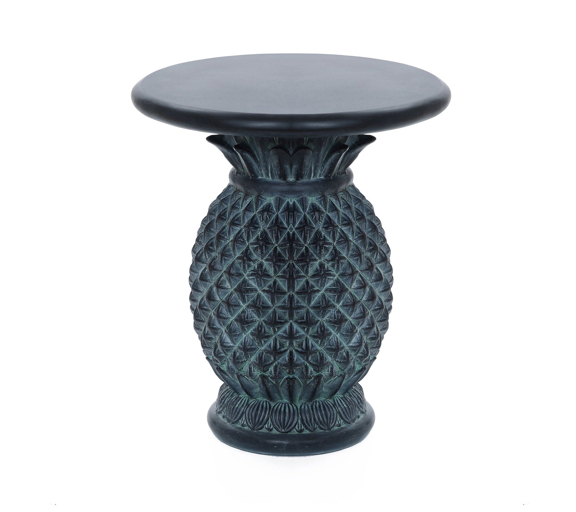 LuxenHome Patina Gray Pineapple Outdoor Side Table