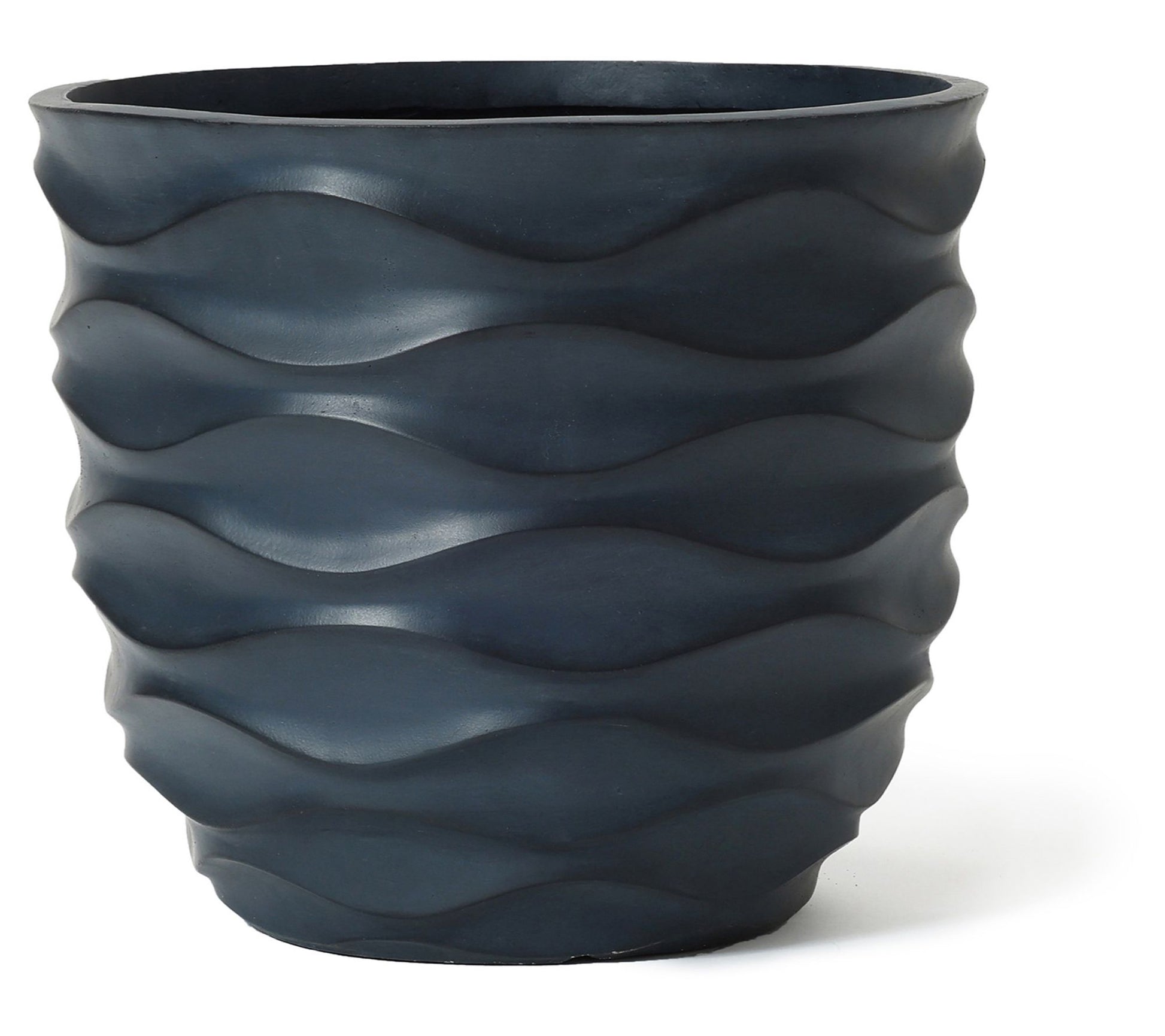 LuxenHome 17.3" Round Black Waves MgO Planter