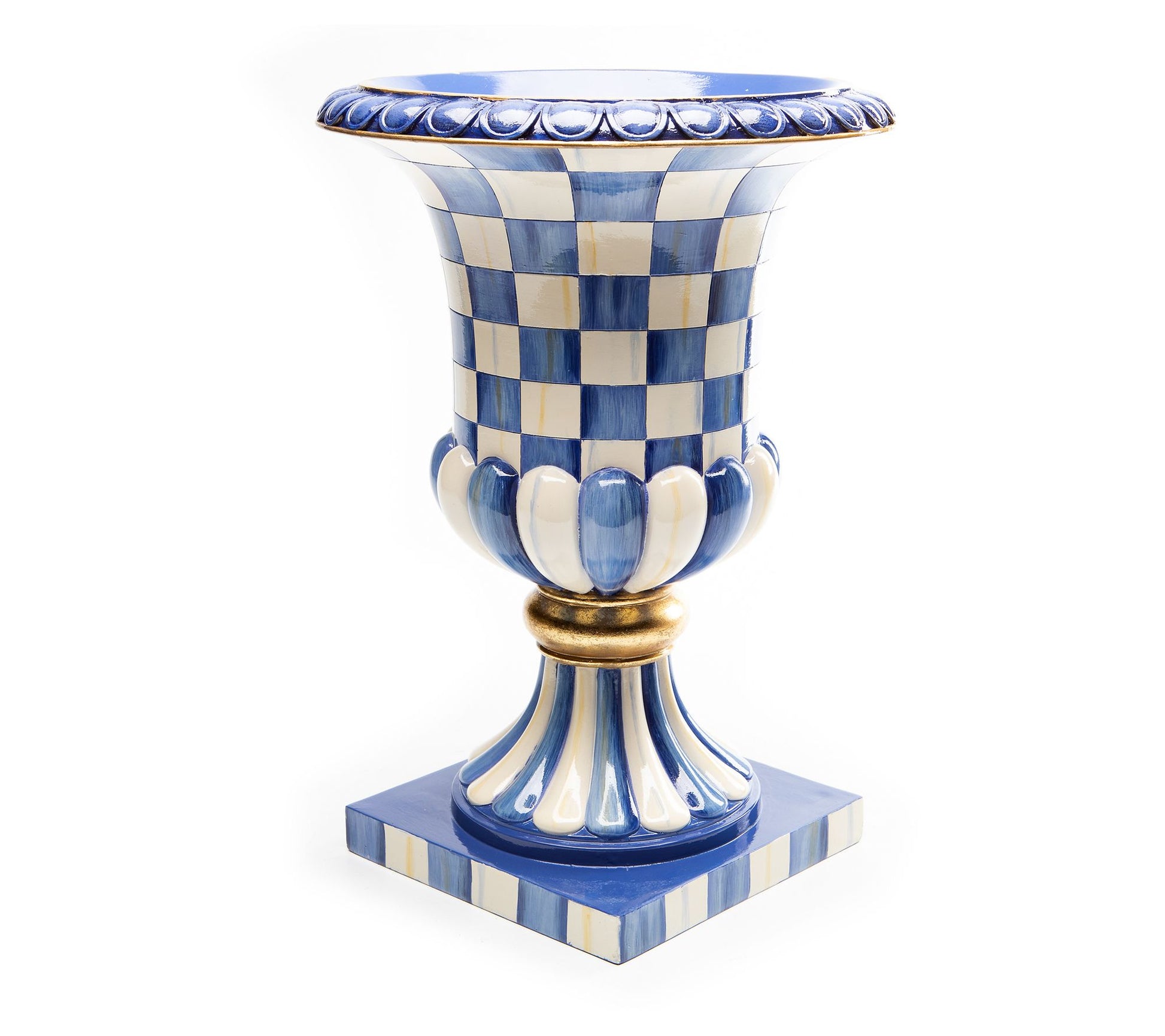 MacKenzie-Childs Royal Check Pedestal Tabletop Urn